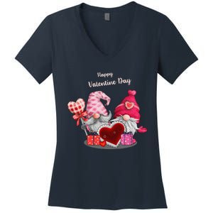 Happy Valentines Day Gnomes Heart Valentine Day For Women's V-Neck T-Shirt