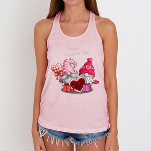 Happy Valentines Day Gnomes Heart Valentine Day For Women's Knotted Racerback Tank