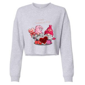 Happy Valentines Day Gnomes Heart Valentine Day For Cropped Pullover Crew