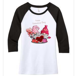 Happy Valentines Day Gnomes Heart Valentine Day For Women's Tri-Blend 3/4-Sleeve Raglan Shirt