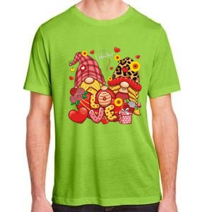 Happy Valentines Day Gnomes Leopard With Sunflower Valentine Adult ChromaSoft Performance T-Shirt