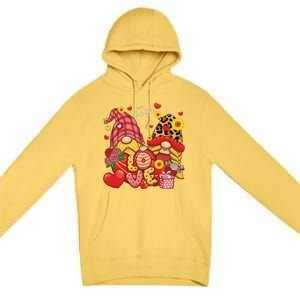 Happy Valentines Day Gnomes Leopard With Sunflower Valentine Premium Pullover Hoodie