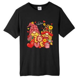 Happy Valentines Day Gnomes Leopard With Sunflower Valentine Tall Fusion ChromaSoft Performance T-Shirt