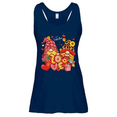 Happy Valentines Day Gnomes Leopard With Sunflower Valentine Ladies Essential Flowy Tank