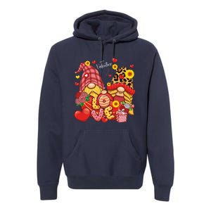 Happy Valentines Day Gnomes Leopard With Sunflower Valentine Premium Hoodie