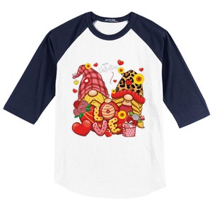 Happy Valentines Day Gnomes Leopard With Sunflower Valentine Baseball Sleeve Shirt