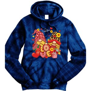 Happy Valentines Day Gnomes Leopard With Sunflower Valentine Tie Dye Hoodie