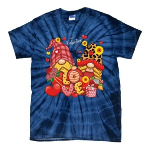 Happy Valentines Day Gnomes Leopard With Sunflower Valentine Tie-Dye T-Shirt