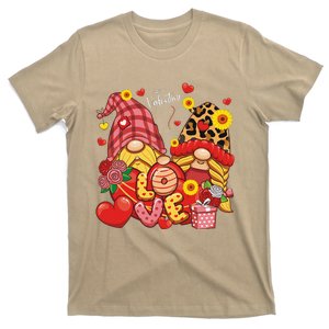 Happy Valentines Day Gnomes Leopard With Sunflower Valentine T-Shirt