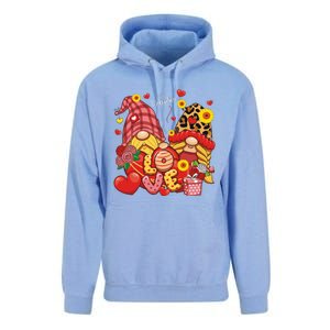 Happy Valentines Day Gnomes Leopard With Sunflower Valentine Unisex Surf Hoodie