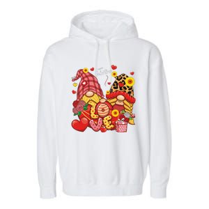 Happy Valentines Day Gnomes Leopard With Sunflower Valentine Garment-Dyed Fleece Hoodie