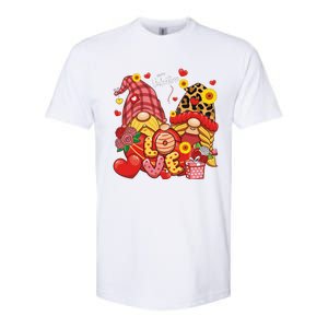 Happy Valentines Day Gnomes Leopard With Sunflower Valentine Softstyle CVC T-Shirt