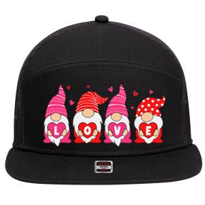 Happy Valentines Day Gnomes Love Matching Couples 7 Panel Mesh Trucker Snapback Hat