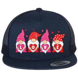 Happy Valentines Day Gnomes Love Matching Couples Flat Bill Trucker Hat