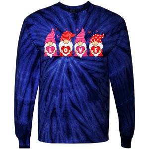 Happy Valentines Day Gnomes Love Matching Couples Tie-Dye Long Sleeve Shirt