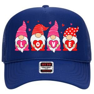 Happy Valentines Day Gnomes Love Matching Couples High Crown Mesh Back Trucker Hat