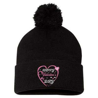 Happy Valentine's Day Funny Valentines Day Pom Pom 12in Knit Beanie