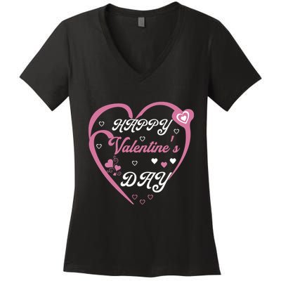 Happy Valentine's Day Funny Valentines Day Women's V-Neck T-Shirt