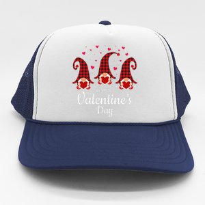 Happy Valentines Day Gnomes Plaid & Hearts Love Gift Trucker Hat