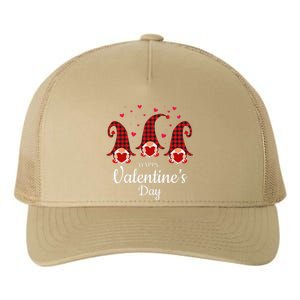 Happy Valentines Day Gnomes Plaid & Hearts Love Gift Yupoong Adult 5-Panel Trucker Hat