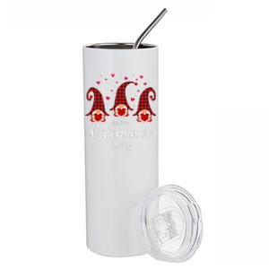 Happy Valentines Day Gnomes Plaid & Hearts Love Gift Stainless Steel Tumbler