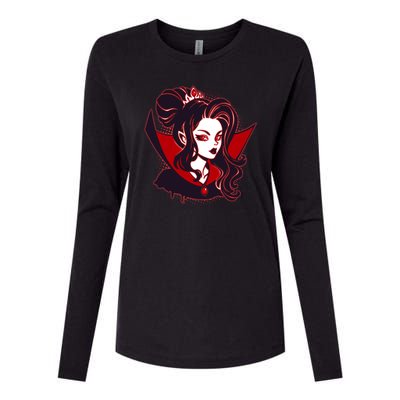 Halloween Dracula Vampire Princess Womens Cotton Relaxed Long Sleeve T-Shirt