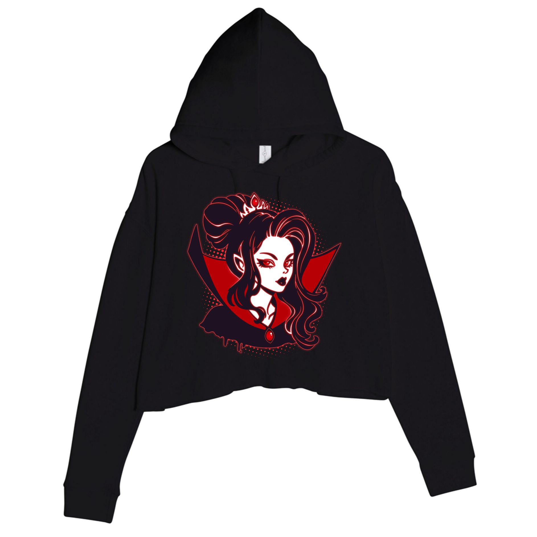 Halloween Dracula Vampire Princess Crop Fleece Hoodie