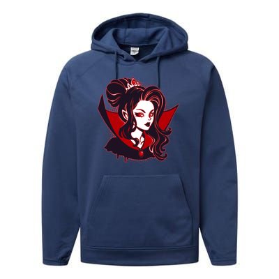 Halloween Dracula Vampire Princess Performance Fleece Hoodie