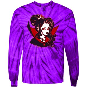 Halloween Dracula Vampire Princess Tie-Dye Long Sleeve Shirt