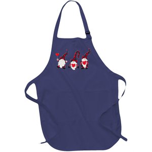 Happy Valentines Day Gnomes Plaid Buffalo Heart Gnome Lover Full-Length Apron With Pockets