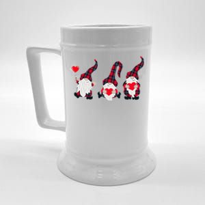 Happy Valentines Day Gnomes Plaid Buffalo Heart Gnome Lover Beer Stein