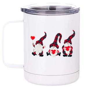 Happy Valentines Day Gnomes Plaid Buffalo Heart Gnome Lover 12 oz Stainless Steel Tumbler Cup