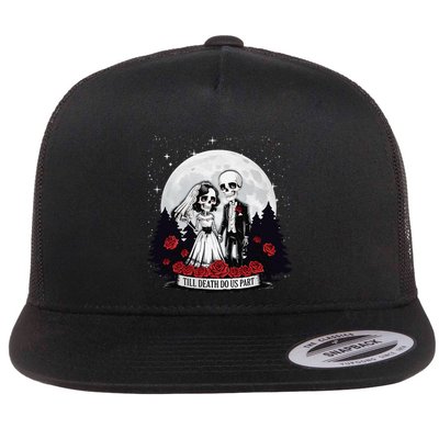 Horror Valentines Day Skeleton Couple Till Death Do Us Apart Flatbill Hat