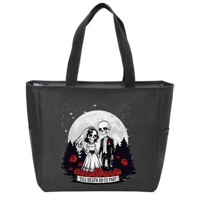 Horror Valentines Day Skeleton Couple Till Death Do Us Apart Zip Tote Bag