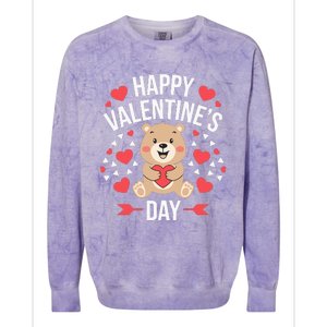 Happy ValentineS Day Cute Bear Heart For Colorblast Crewneck Sweatshirt