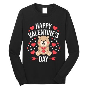 Happy ValentineS Day Cute Bear Heart For Long Sleeve Shirt