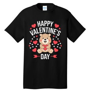 Happy ValentineS Day Cute Bear Heart For Tall T-Shirt