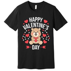 Happy ValentineS Day Cute Bear Heart For Premium T-Shirt