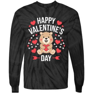 Happy ValentineS Day Cute Bear Heart For Tie-Dye Long Sleeve Shirt