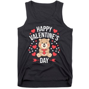 Happy ValentineS Day Cute Bear Heart For Tank Top