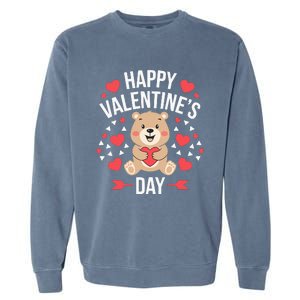 Happy ValentineS Day Cute Bear Heart For Garment-Dyed Sweatshirt