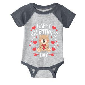 Happy ValentineS Day Cute Bear Heart For Infant Baby Jersey Bodysuit