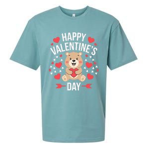 Happy ValentineS Day Cute Bear Heart For Sueded Cloud Jersey T-Shirt