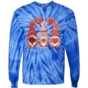 Happy ValentineS Day Gnomes Heart Cute Love Valentine Gift Tie-Dye Long Sleeve Shirt