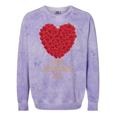 Happy Valentines Day Flowers Rose Heart Gift Colorblast Crewneck Sweatshirt