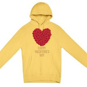 Happy Valentines Day Flowers Rose Heart Gift Premium Pullover Hoodie