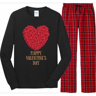 Happy Valentines Day Flowers Rose Heart Gift Long Sleeve Pajama Set