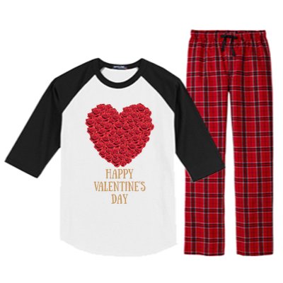 Happy Valentines Day Flowers Rose Heart Gift Raglan Sleeve Pajama Set