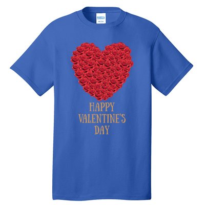 Happy Valentines Day Flowers Rose Heart Gift Tall T-Shirt