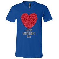 Happy Valentines Day Flowers Rose Heart Gift V-Neck T-Shirt